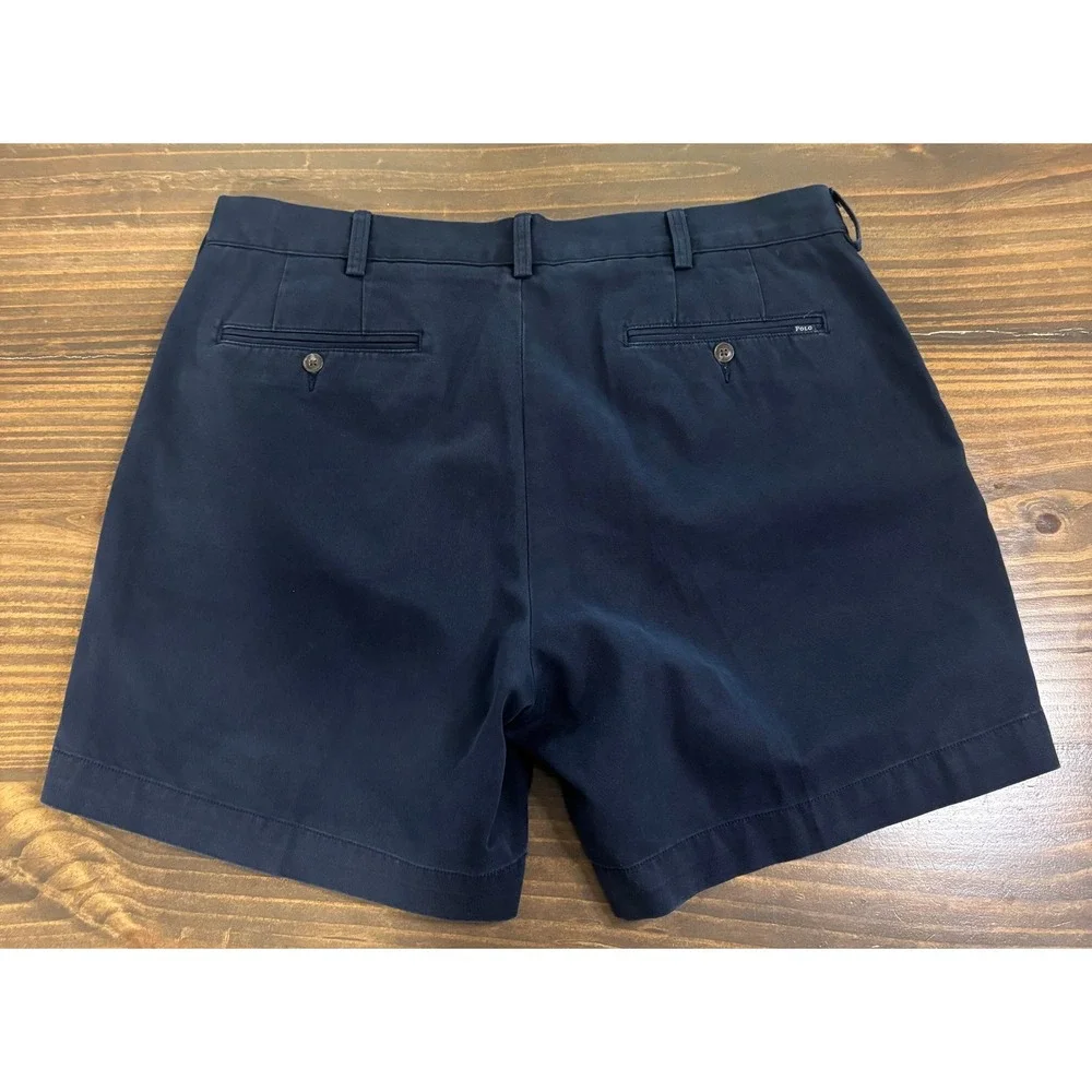 POLO RALPH LAUREN Chino Shorts Mens 36 Navy Blue Cotton Twill Casual Preppy